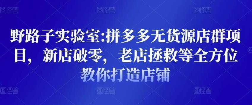 野路子实验室:拼多多无货源店群项目，新店破零，老店拯救等全方位教你打造店铺比特币最新行情-加密货币前景-比特币ETF-以太坊ETF-以太坊行情分析-区块链项目投研-sol-ton链币董会学院