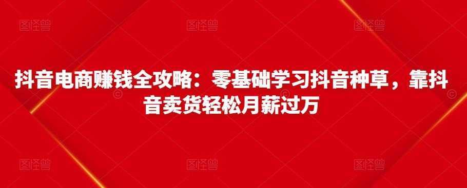 抖音电商赚钱全攻略：零基础学习抖音种草，靠抖音卖货轻松月薪过万比特币最新行情-加密货币前景-比特币ETF-以太坊ETF-以太坊行情分析-区块链项目投研-sol-ton链币董会学院