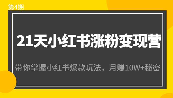 21天小红书涨粉变现营（第4期）：带你掌握小红书爆款玩法，月赚10W+秘密比特币最新行情-加密货币前景-比特币ETF-以太坊ETF-以太坊行情分析-区块链项目投研-sol-ton链币董会学院