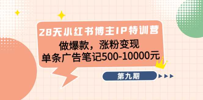 28天小红书博主IP特训营《第9期》做爆款，涨粉变现 单条广告笔记500-10000比特币最新行情-加密货币前景-比特币ETF-以太坊ETF-以太坊行情分析-区块链项目投研-sol-ton链币董会学院